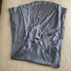 Express Satin Ruffle Wrap Hi-Lo Maxi Dress